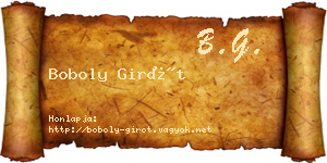 Boboly Girót névjegykártya